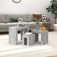 Berkfield Home Nesting Coffee Tables 3 pcs Grey Sonoma Engineered Wood