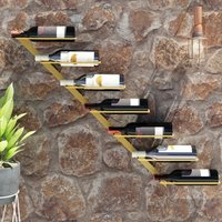 Berkfield Home Wall-mounted Wine Rack for 7 Bottles Gold Metal