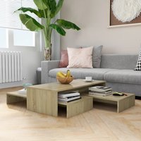 Berkfield Home Nesting Coffee Table Set Sonoma Oak 100x100x26.5 cm Engineered Wood in Brown