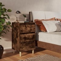 Berkfield Home Bed Cabinet with Solid Wood Legs Smoked Oak 40x35x69 cm in Brown | Size: 40 x 35 x 69 cm