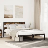 Berkfield Home Metal Bed Frame without Mattress Smoked Oak 140x200 cm in Brown