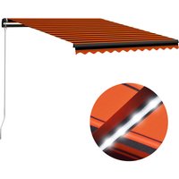 Berkfield Home Manual Retractable Awning with LED 350x250 cm Orange & Brown