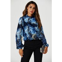 FS Collection Women's Marble Print High Neck Top