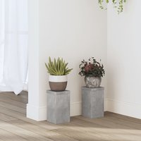 Berkfield Home Plant Stands 2 pcs Concrete Grey 10x10x18 cm Engineered Wood | Size: 10 x 10 x 18 cm