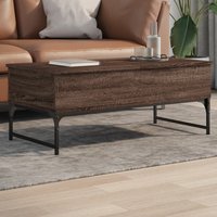 Berkfield Home Coffee Table Brown Oak 100x50x40 cm Engineered Wood & Metal | Size: 100 x 50 x 40 cm