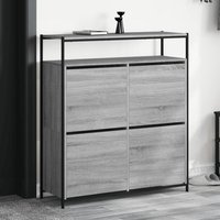 Berkfield Home Shoe Cabinet with 4 Flip-Drawers Grey Sonoma 100x34x112 cm | Size: 100 x 34 x 112 cm