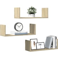 Berkfield Home Wall Shelves 3 pcs Sonoma Oak 58x18x18 cm Engineered Wood in Brown | Size: 58 x 18 x 18 cm