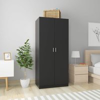 Berkfield Home Wardrobe Black 80x52x180 cm Engineered Wood | Size: 80 x 52 x 180 cm