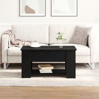 Berkfield Home Black Oak Coffee Table 79x49x41 cm Made of Engineered Wood | Size: 79 x 49 x 41 cm