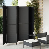Berkfield Home Room Divider 6 Panels Black Poly Rattan