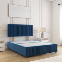 BSSPOKE Rosie Divan Bed Plush Velvet 24" Headboard & No Mattress No Drawers in Blue | Size: King
