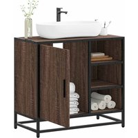 Berkfield Home Bathroom Sink Cabinet Brown Oak 65x33x60 cm Engineered Wood | Size: 65 x 33 x 60 cm