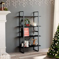 Berkfield Home 4-Tier Book Cabinet Black 80x30x140 cm Engineered Wood | Size: 80 x 30 x 140 cm