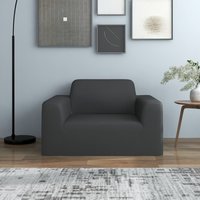 Berkfield Home Stretch Couch Slipcover Anthracite Polyester Jersey in Black