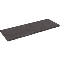 Berkfield Home Wall Shelf Dark Grey 140x50x(2-4) cm Treated Solid Wood Oak in Brown
