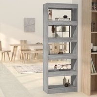 Berkfield Home Book Cabinet/Room Divider Grey Sonoma 60x30x166 cm Engineered Wood | Size: 60 x 30 x 166 cm