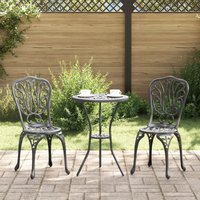 Berkfield Home 3-Piece Garden Bistro Set in Black Cast Aluminum