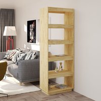 Berkfield Home Book Cabinet/Room Divider 60x35x167 cm Solid Pinewood in Brown | Size: 60 x 35 x 167 cm