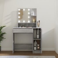 Berkfield Home Dressing Table with LED Grey Sonoma 86.5x35x136 cm