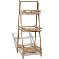 Berkfield Home 3-Tier Folding Bamboo Plant Rack in Brown