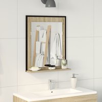 Berkfield Home Bathroom Mirror with Shelf Sonoma Oak 50x12x60 cm Engineered Wood in Brown | Size: 50 x 12 x 60 cm