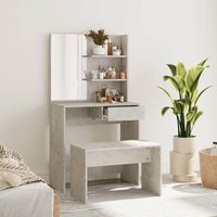 Berkfield Home Dressing Table Set Concrete Grey 74.5x40x141 cm