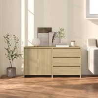 Berkfield Home 2 Piece Sideboard Sonoma Oak Engineered Wood in Beige