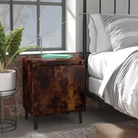 Berkfield Home Bed Cabinets with Metal Legs 2 pcs Smoked Oak 40x30x50 cm in Brown | Size: 40 x 30 x 50 cm