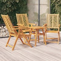Berkfield Home Reclining Garden Chairs 3 pcs Solid Wood Acacia in Brown