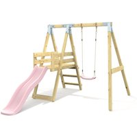 OutdoorToys Premium Single Swing with Deck - Flex Dusky Pink
