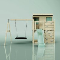 PolarPlay Climbing Platform & Playhouse Single Swing Nils Boat Ice