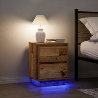 Berkfield Home Bedside Cabinets with LED Lights 2 pcs Old Wood 38x34x50 cm | Size: 38 x 34 x 50 cm