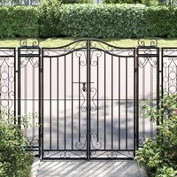 Berkfield Home Garden Gate Black 121x8x120 cm Wrought Iron | Size: 121 x 8 x 120 cm