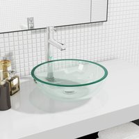 Berkfield Home Basin Tempered Glass 35x12 cm Transparent in Black