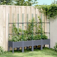 Berkfield Home Garden Planter with Trellis Blue Grey 160x40x142.5 cm PP