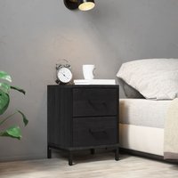 Berkfield Home Bedside Cabinet Black 36x30x45 cm Solid Pinewood | Size: 36 x 30 x 45 cm
