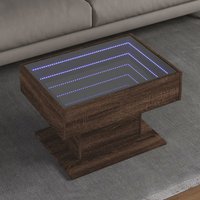 Berkfield Home Coffee Table with LED Brown Oak 70x50x45 cm Engineered Wood | Size: 70 x 50 x 45 cm