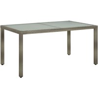 Berkfield Home Garden Table 150x90x75 cm Tempered Glass & Poly Rattan Grey | Size: 150 x 90 x 75 cm