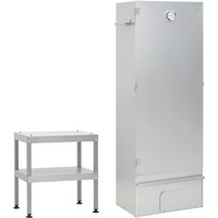 Berkfield Home BBQ Oven Smoker with Table Galvanised Steel in Silver