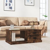 Berkfield Home Coffee Table Smoked Oak 90x50x35 cm Engineered Wood in Brown | Size: 90 x 50 x 35 cm