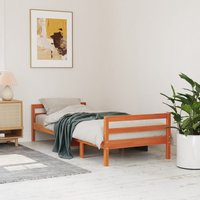 Berkfield Home Bed Frame Wax Brown 90x200 cm Solid Wood Pine