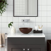 Berkfield Home Bathroom Sink Ceramic Dark Brown Round