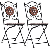 Berkfield Home Mosaic Bistro Chairs 2 pcs Brown Ceramic
