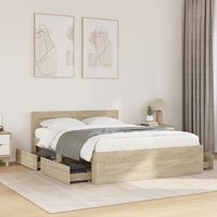 Berkfield Home Bed Frame with Headboard without Mattress Sonoma Oak 140x200 cm in Brown