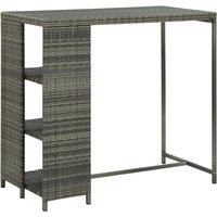 Berkfield Home Bar Table with Storage Rack Grey 120x60x110 cm Poly Rattan | Size: 120 x 60 x 110 cm