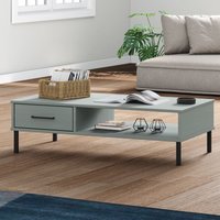 Berkfield Home Coffee Table with Metal Legs Grey Solid Wood Pine OSLO