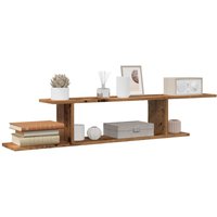 Berkfield Home Wall-Mounted TV Shelf Old Wood 125x18x23 cm Engineered Wood in Brown | Size: 125 x 18 x 23 cm
