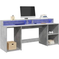 Berkfield Home Desk with LED Lights Concrete Grey 200x55x91 cm Engineered Wood | Size: 200 x 55 x 91 cm