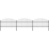 Berkfield Home Garden Fence with Spear Top Steel (1-1.25)x5.1 m Black