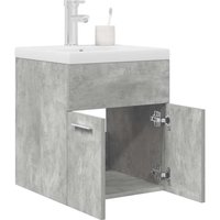 Berkfield Home Bathroom Sink Cabinet with Built-in Basin & Faucet Concrete Grey
